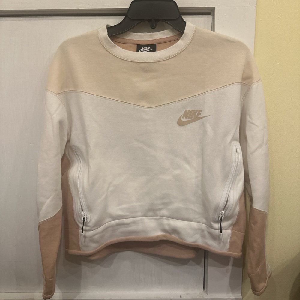 Nike Colorblock Sweatshirt - Beige and White